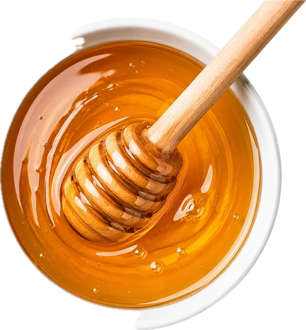 Bowl de miel pura con cuchara de madera